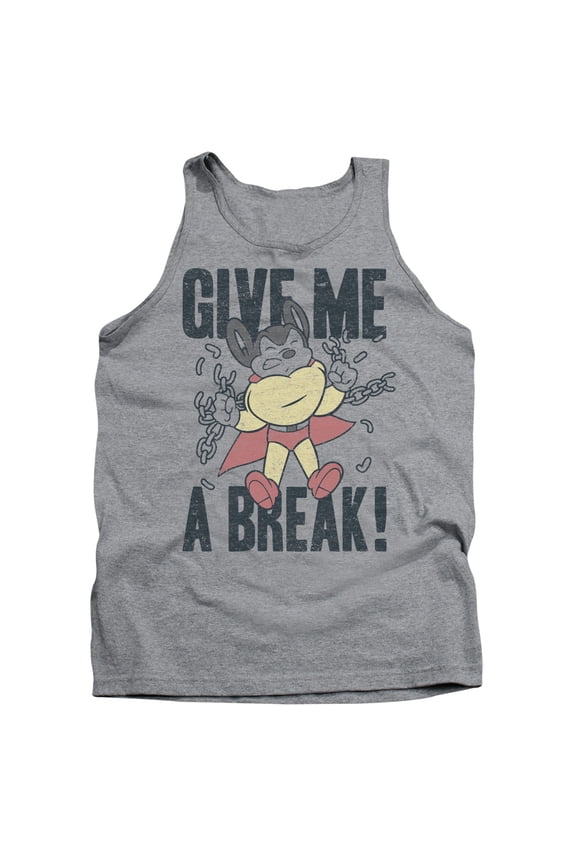 Mighty Mouse Give Me A Break Adult Tank Top Athletic Heather