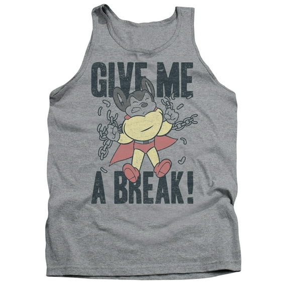 Mighty Mouse Give Me A Break Adult Tank Top Athletic Heather