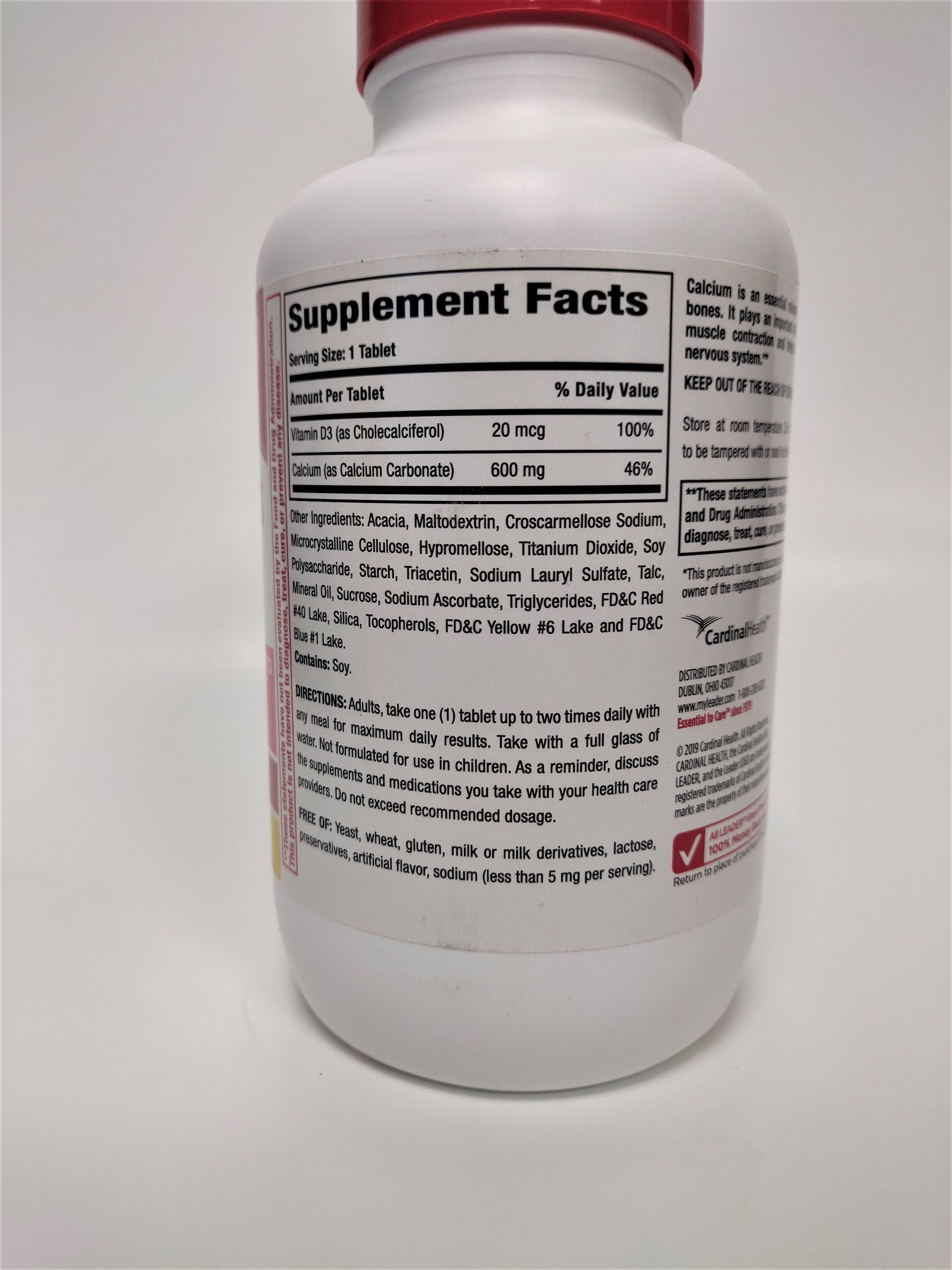 Leader Calcium Plus D3 Dietary Supplement Tablets, 400 Ea