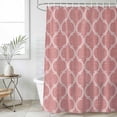 thumbnail image 4 of Coral Pink Morocco Bathroom Shower Curtains with 12 Hooks Waterproof Shower Curtain for Stalls and Bathtubs Vintage Geometric Plaid Mahbudium Decorative Bathroom Privacy Curtain 36x78 Inches, 4 of 9