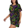thumbnail image 3 of Womens Pajama Sets With Pocket, Neon Mardi Gras Lounge Sets Short Sleeve Sleepwear PJ Sets for Women, 3 of 6