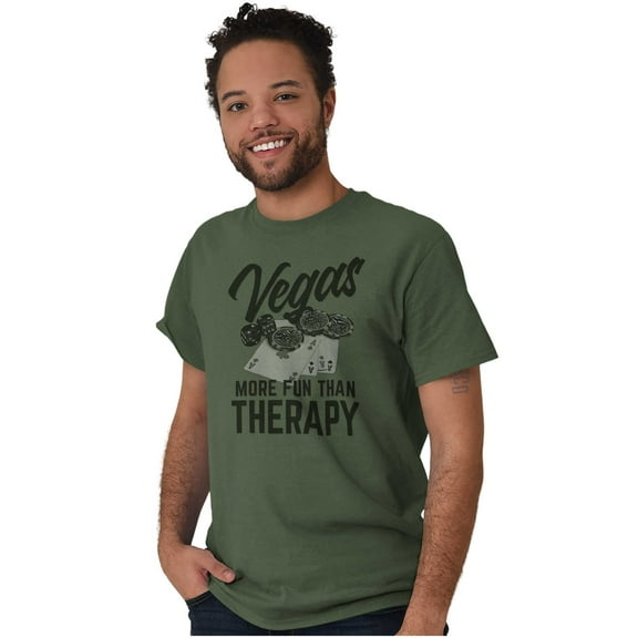 Vegas More Fun Than Therapy Funny Plus Size Crewneck Graphic Tee Shirt Brisco Brands 2X