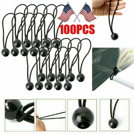 6" Ball Bungee Cords 100-Piece Set - Heavy Duty Canopy Tarp Tie Down Straps