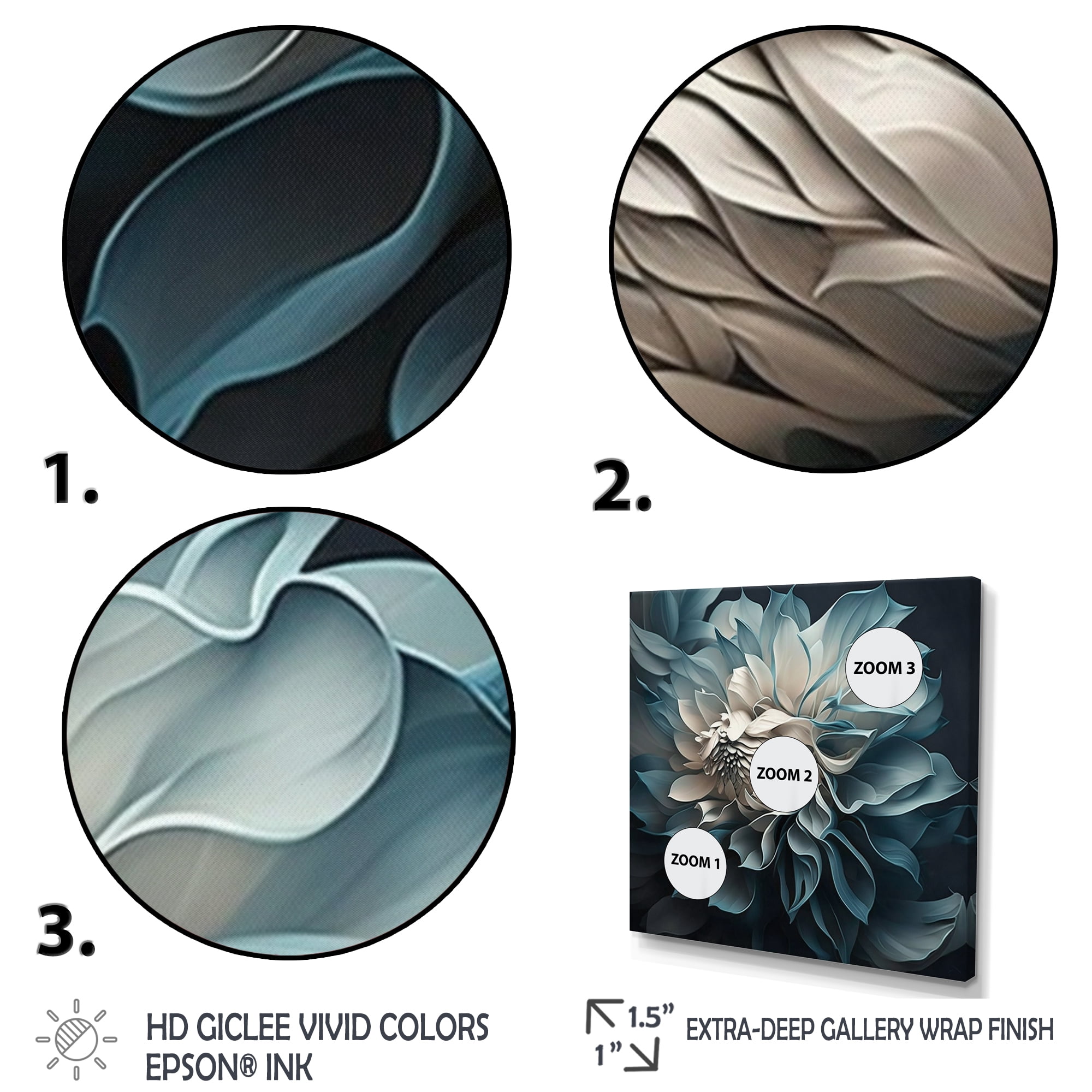 Designart Blue And White Dahlia Flowers I Canvas Wall Art