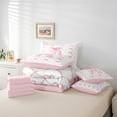 thumbnail image 5 of Manfei Monogrammed A Bed in a Bag Twin Size,Ribbon Bowknot Bed Set,Pink White Bedding Twin Size,Microfiber Room Decorative Reversible,7 Pieces, 5 of 7