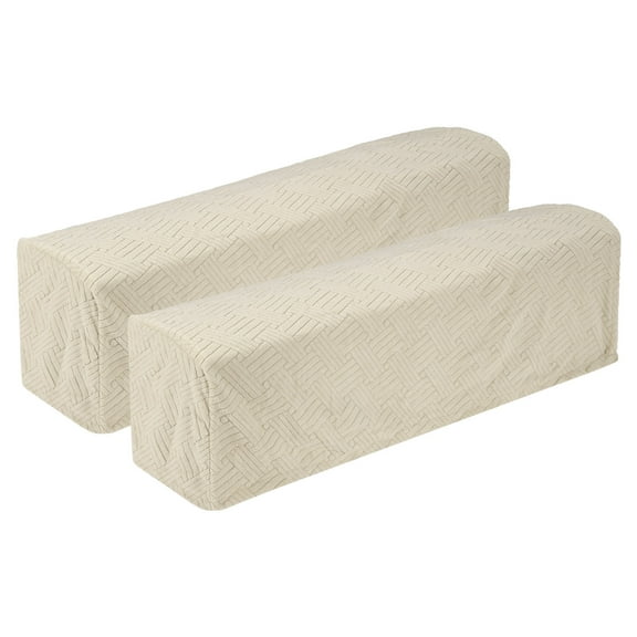 2Pack Twill Stretch Armrest Covers, Armchair Slipcovers, Cream