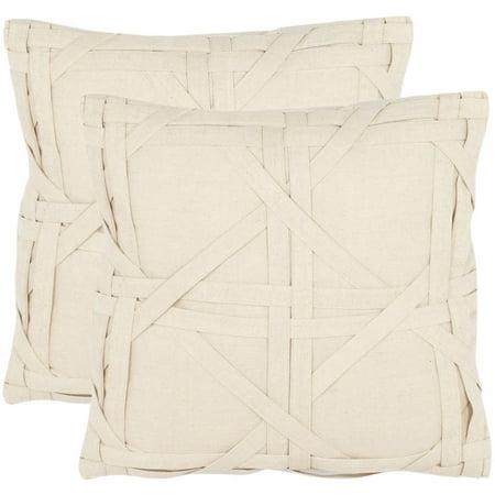 Safavieh Maddie 18" x 18" Beige Pillow, Set of 2