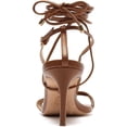 thumbnail image 5 of Schutz Vikki Lo Brown Ankle Strap Lace up Open Toe Stiletto Mid Heel Sandals (Brown, 8), 5 of 6
