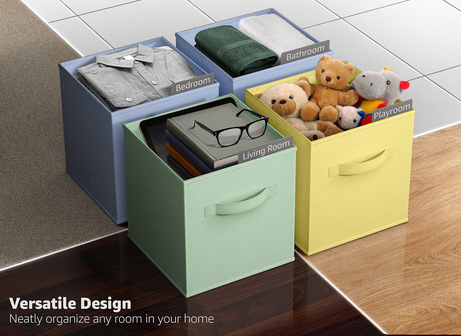 Sorbus Sorbus Foldable Fabric Storage Bin Closet Organizer, Blue Green Yellow, 6 Pack