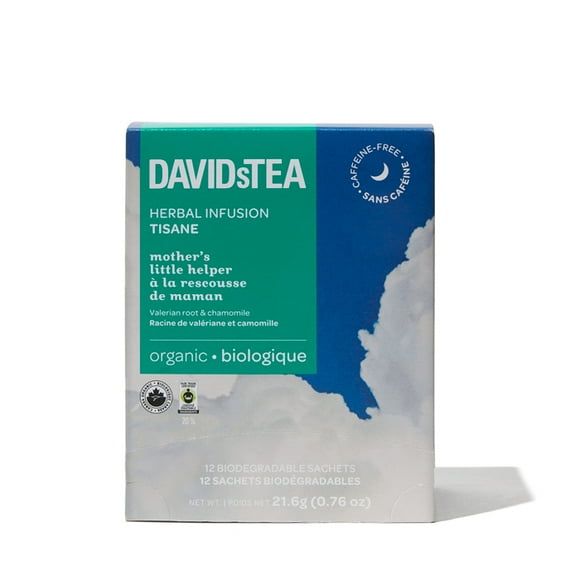 DAVIDsTEA Herbal, Pack of 12 Individually Wrapped Sachets - Mother's Little Helper