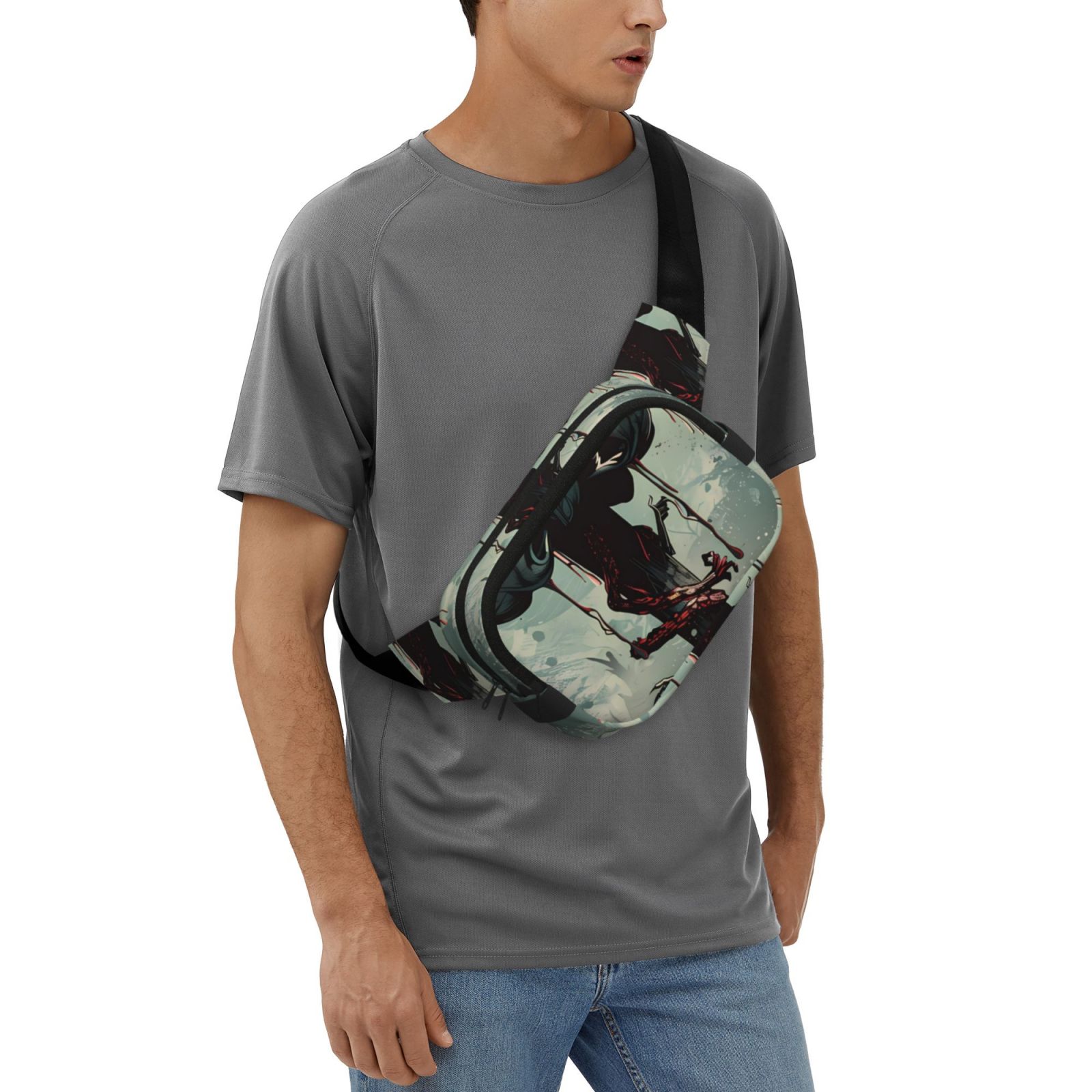 Picia Zombie Flower Apocalypse Print Square Double-Layer Waist Bag Mini Adjustable Waist Belt Bag Exercise Running Travel Hiking