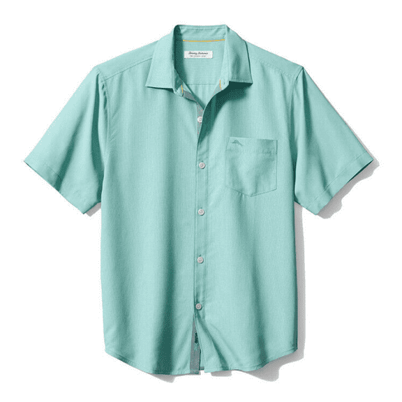Tommy Bahama Men's Coconut Point Micro Check Camp Shirt,Castaway Green, M