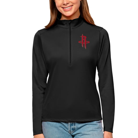 Women's Antigua Black Houston Rockets Tribute Half-Zip Top