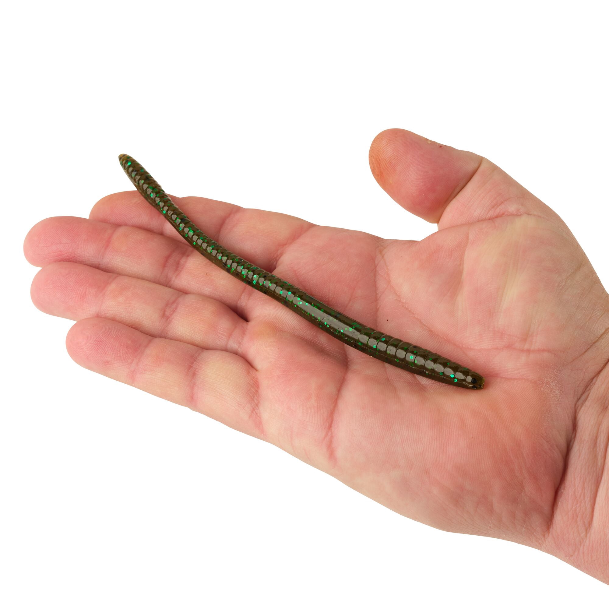 Berkley PowerBait® Bottom Hopper, 6.25 in, Worms, Green Pumpkin Green (12 Count)