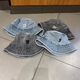 thumbnail image 7 of Fvsianol Lady Bucket Hat Fisherman Hat Women Men Bucket Hat Round Flat Top Letter Hip Hop Sunscreen Windproof Deep Wide Brim, 7 of 7