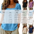 thumbnail image 3 of QUNYINEY Cotton Linen Women's Tshirt Ruffle Summer Short Sleeve Tunic Tops Loose Fit Square Neck Solid Casual Pullover Shirts, 3 of 7