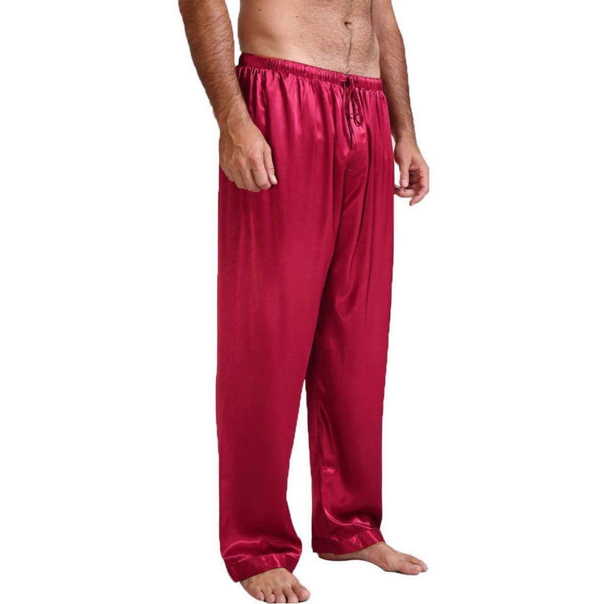 Men Satin Silk Pajamas Long Pants Lounge Pant Summer Sleepwear Pyjamas