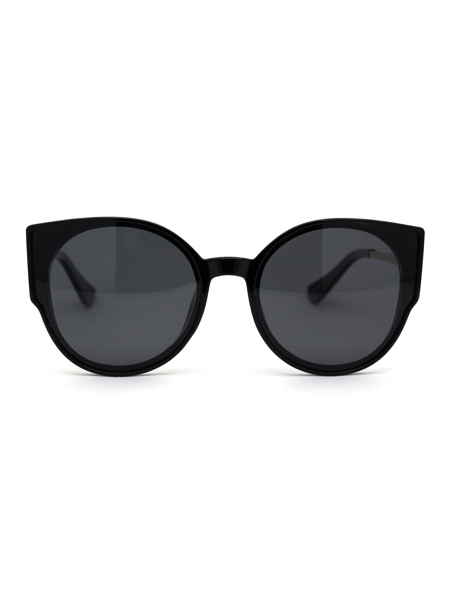 Womens Polarized Oversize Round Cat Eye Chic Sunglasses Black Gold Black