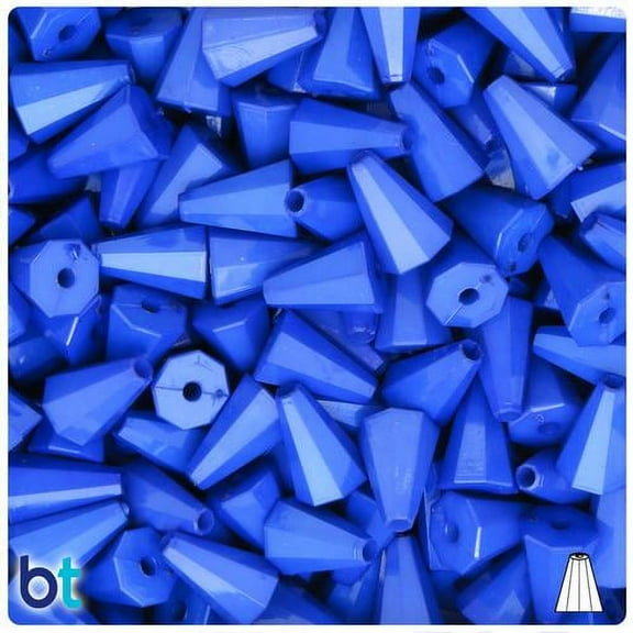 BeadTin Dark Blue Opaque 13mm Faceted Cone Acrylic Beads (120pcs)