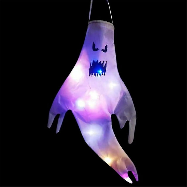 Halloween Glowing Spooky Windsock Flags With Led Lights For Party Hanging Decorations
