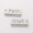 thumbnail image 2 of 1 bag 5pcs 304 Stainless Steel Pendants Inspirational Message Pendants Rectangle with Word Faith Stainless Steel color 17x6x1mm Hole: 1.5mm 304 Stainless Steel, 2 of 2