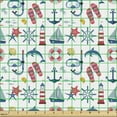 thumbnail image 2 of Ambesonne Nautical Fabric by the Yard Upholstery, Repetitive Marine Items, 1 Yard, Multicolor, 2 of 5