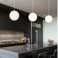thumbnail image 3 of Kira Home Ceres 10" Mid Century Modern Globe Pendant Light, Minimalist White Frosted Glass Orb Hanging Lamp, White, 3 of 8