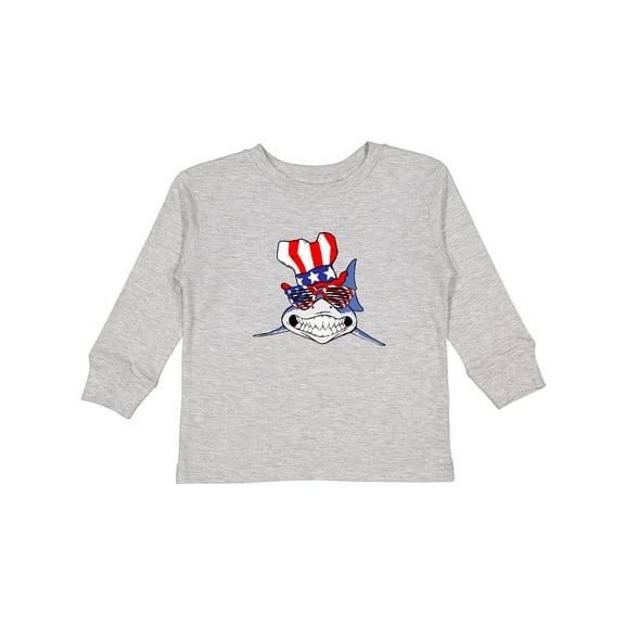 Inktastic 4th of July Patriot Shark Boys or Girls Long Sleeve Toddler T-Shirt