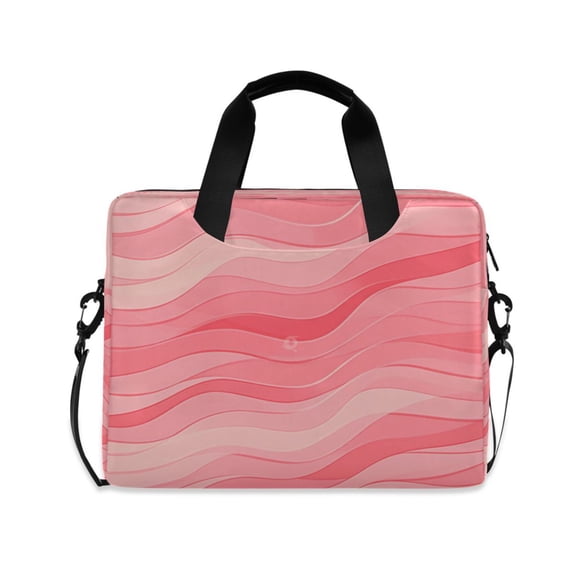 16inch Laptop Briefcase, Business Laptop Bag with Detachable Strap & Padded Compartment, Water-Resistant Polyester,Pink Wavy