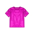 thumbnail image 3 of Doomiva Boys Girls Modern Hip Hop Jazz Dance Outfit Kids Metallic Shiny Short Sleeve T-shirt with Sparkly Jogger Pants Hot Pink 150, 3 of 7