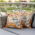 thumbnail image 4 of Thanksgiving Pillow Covers 2 Pack Gnome Pumpkin Maple Leaf Pillowcase Waterproof Outdoor Throw Pillow Cover for Patio Garden Square Cushion 18”x18”, 4 of 9