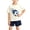 Dark Blue, variant on Kids Tracksuit Girls Boys 2 Piece Outfits Short Sleeve Crew Neck Shirts Tops Wide Leg Shorts Pockets Color Blocked Co Ord Set Summer Casual Comfy Loungewear Sports Black 18-24 Months