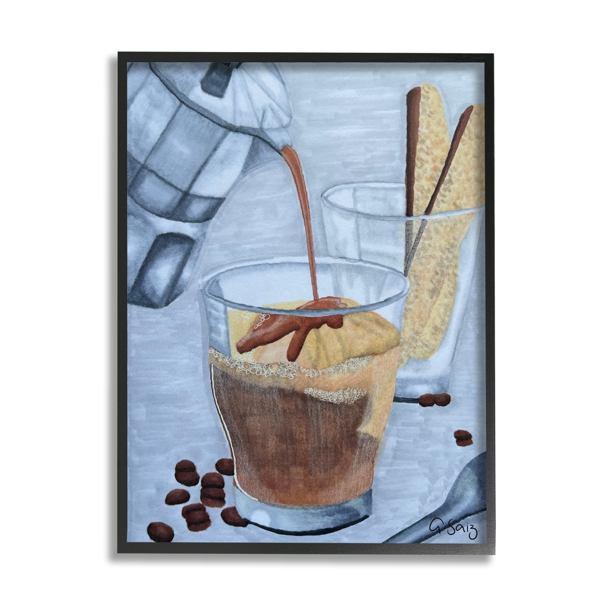 Stupell Industries Decadent Dessert Espresso Pour Food & Beverage Painting White Framed Art Print Wall Art