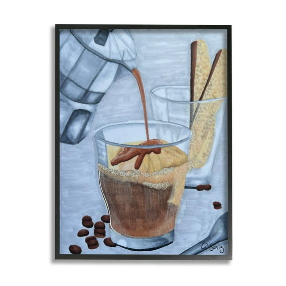 Stupell Industries Decadent Dessert Espresso Pour Food & Beverage Painting Black Framed Art Print Wall Art