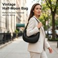 thumbnail image 5 of KXF Women's Leather Saddle Crossbody Bag, Vintage Casual Crescent Shoulder Purse with Adjustable Strap for Daily Use, 5 of 8