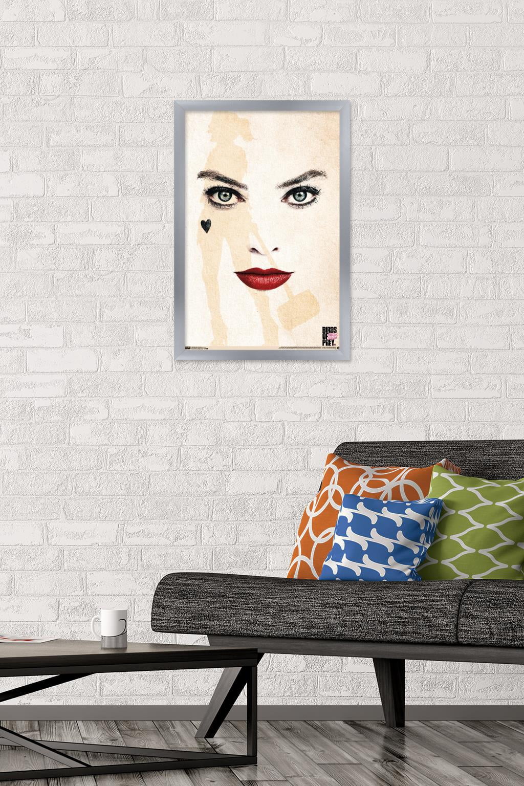 DC Comics Movie - Birds of Prey - Harley Quinn - Face Wall Poster, 14.725" x 22.375", Framed
