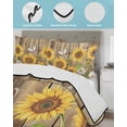 thumbnail image 3 of Twin Quilt Bedding Set, Farmhouse Sunflowers Reversible Summer Quilt 3 Pieces, Rustic Floral Buttterfly Wood Board Brown Lightweight Bedspreads Coverlets with 2 Pillow Shams for All Seasons, 3 of 5