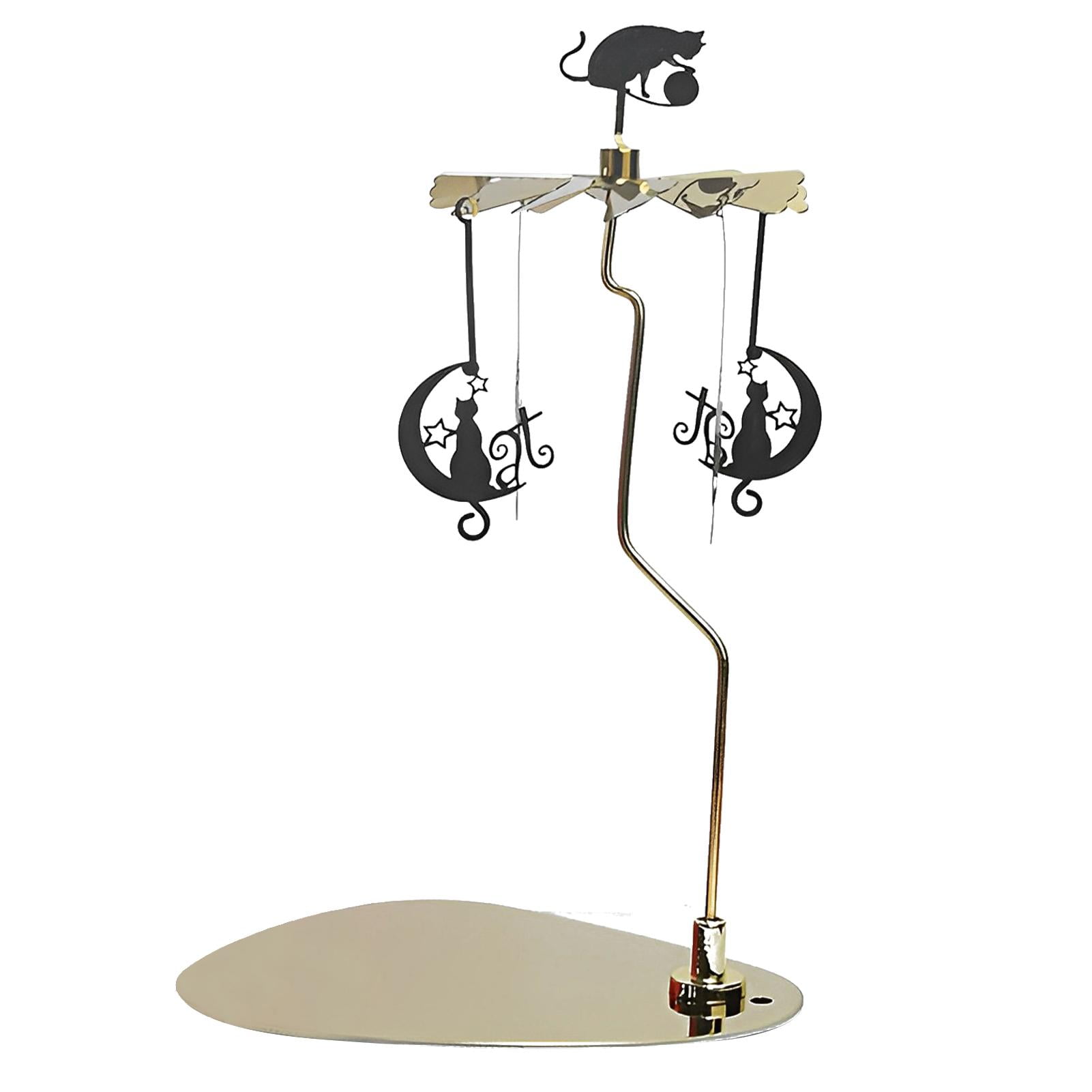 Candle Carousel Metal Spinning Candle Holder with Tray Rotating