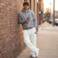 thumbnail image 4 of Vxararl Mens Streetwear Corduroy Cargo Pants, Wide Leg Loose Trousers, Elastic Drawstring Waist Multi‑Pocket Pants for Fall Winter Casual Looks White XL, 4 of 7