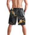 thumbnail image 3 of Dailycode Men's Quick Dry Swim Trunks Beach Shorts Casual Summer Board Shorts with Pockets, Dark and Light Black Marble, 3 of 8