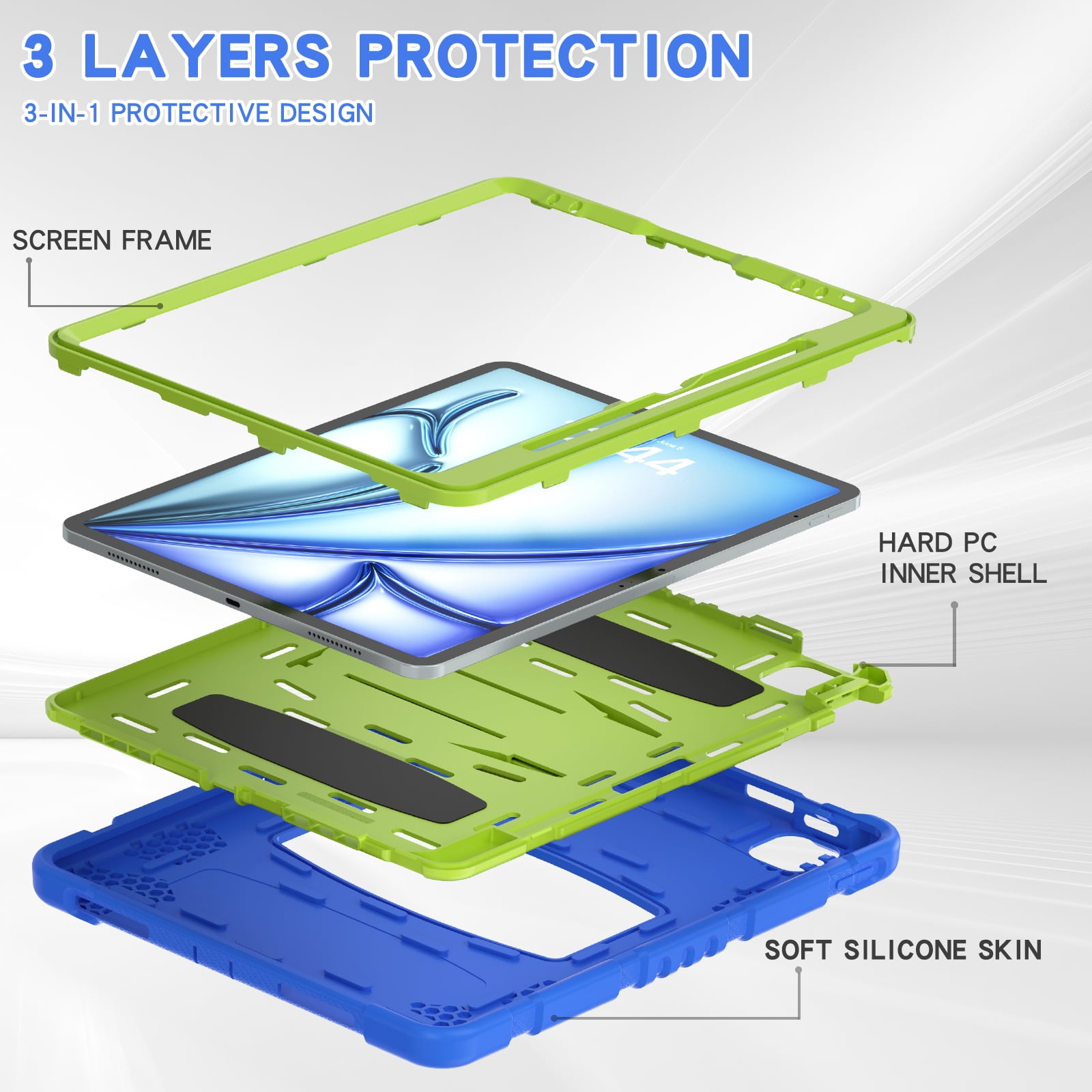 Allytechgroup Case for iPad Air 13-inch M4/M3/M2 (2026/2025/2024),  Hard PC Case with Pencil Holder & Kickstand Shockproof Protective Back Cover for iPad Air 13 Inch, Blue