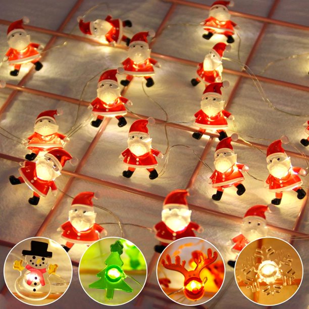 Guirnalda de luces para árbol de Navidad, Papá Noel, muñeco de nieve, alce, adornos navideños para el hogar, Navidad, Año Nuevo, 2023