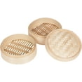 Trademark Innovations 3 Piece 100 Natural Bamboo Steamer