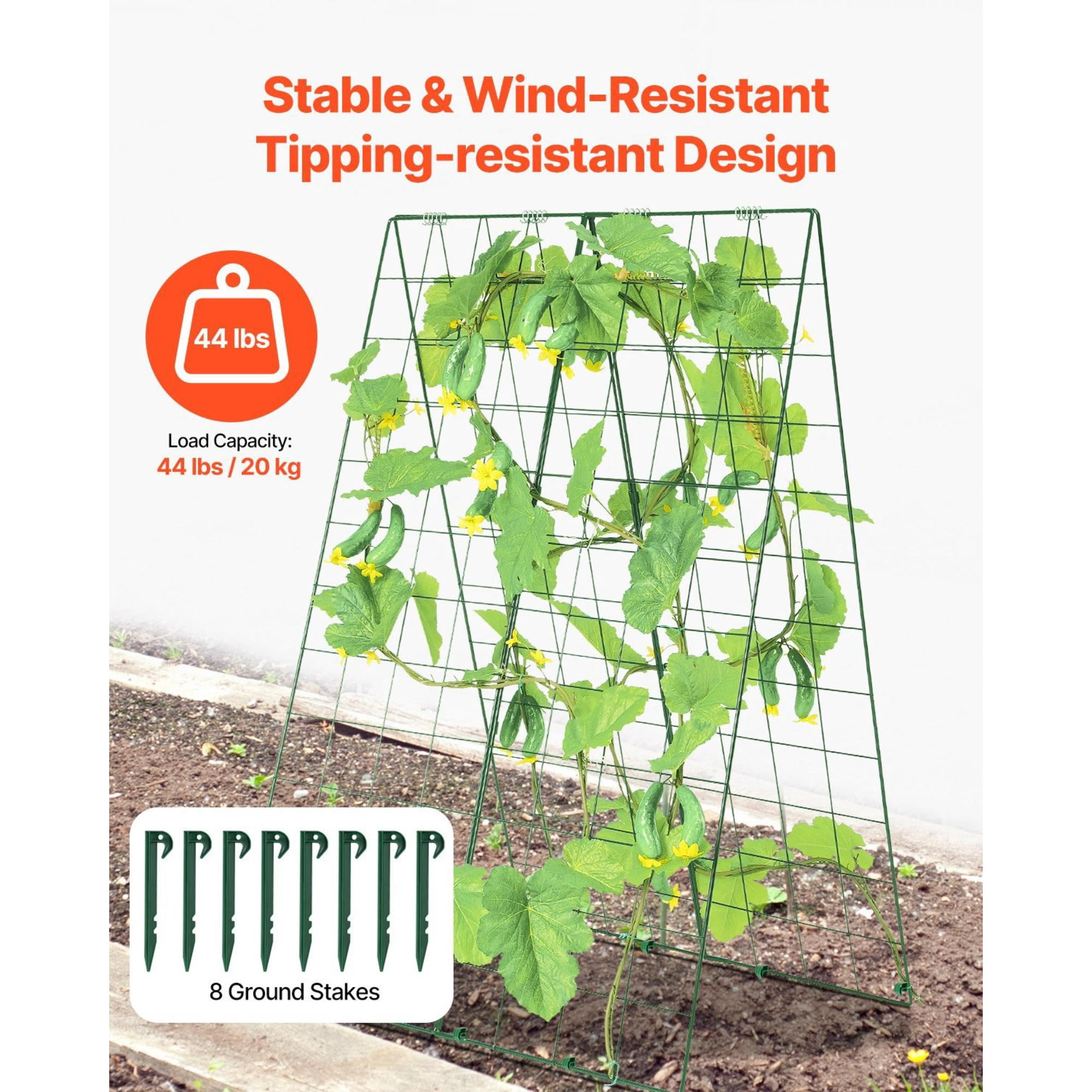 46" Foldable A-Frame Cucumber Trellis, Metal Garden Climbing Plant Support for Raised Beds, Tomatoes, Squash, and Vegetables