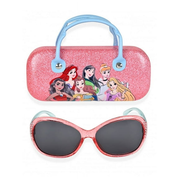 Disney Princess Character Pink Sunglasses for Girls with Matching Purse Case