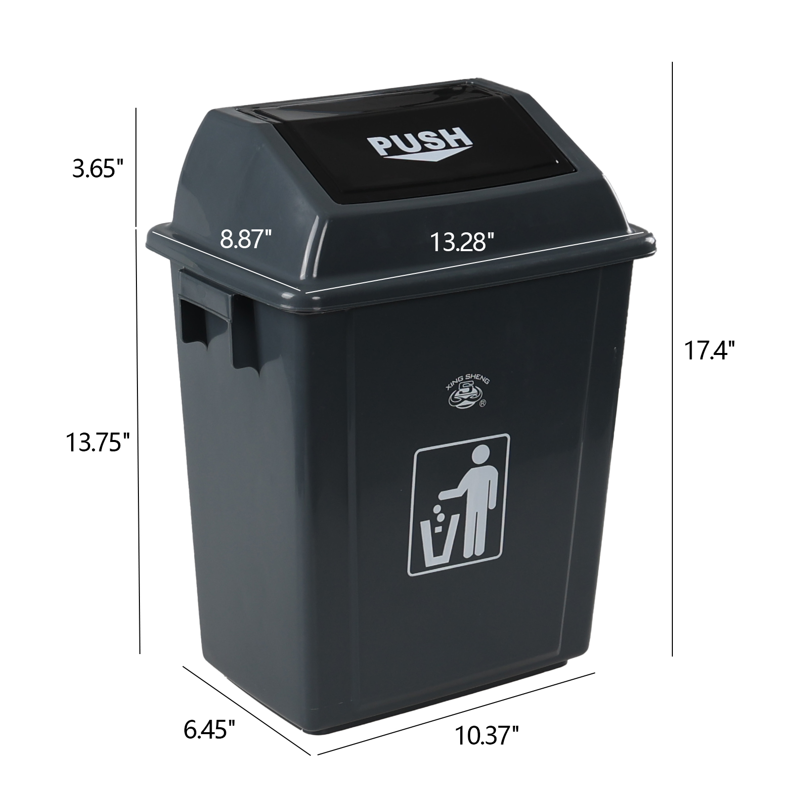 Parlynies 4-Pack 8 Gallon Kitchen Trash Can with Swing Lid, Plastic Kitchen Garbage Can, Gray