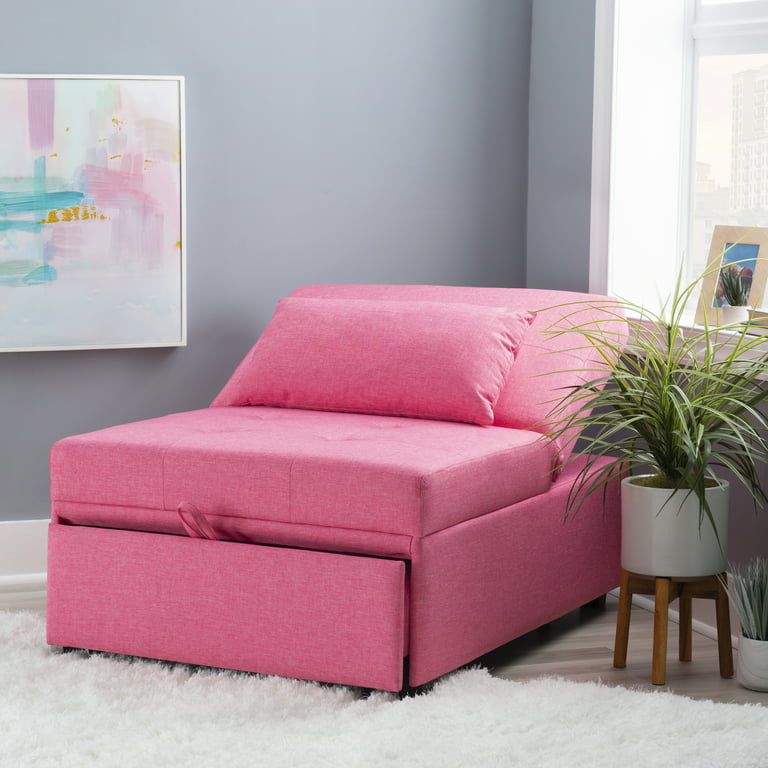 Simonson Space Saving Convertible Twin Bed, Lounge Chair, or Ottoman, Hot Pink, Size: 75.5 inch W x 31 inch D x 18.25 inch H