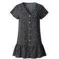 thumbnail image 4 of Pisexur Robes d'Été pour Femmes 2022 Aguichant Col en V à Volants Manches Courtes Bouton Mini Robe Florale, 4 of 6