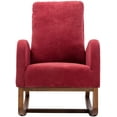 thumbnail image 2 of Rhomtree Rocking Chair Armchair Multifunctional High Back Chair Wood Base and Rocking Legs Office Upholstered Accent Chair for Living Room, Bedroom, Red, 2 of 7
