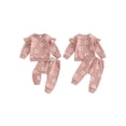 thumbnail image 3 of Aojekbee Toddler Girl Fall Outfit Daisy Print Long Sleeve Sweatshirt with Elastic Waist Pants 2 Pcs Set, 3 of 10
